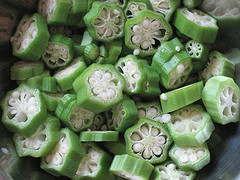 sliced okra pods