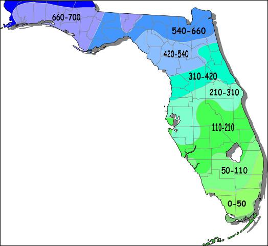 chill hours, florida, map